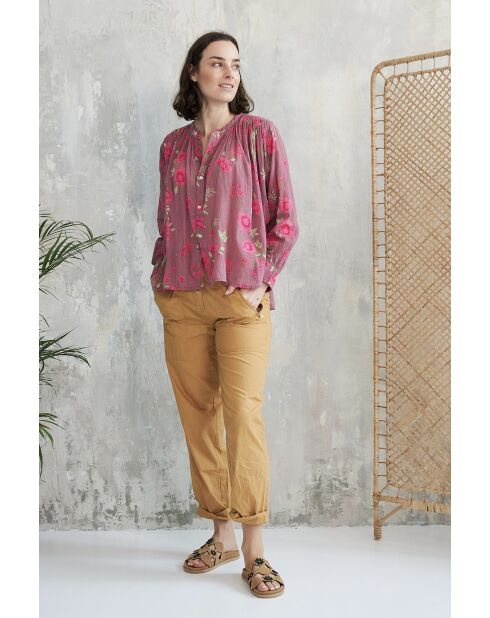 Meera-2 Roses Garden lila Baumwollhemd