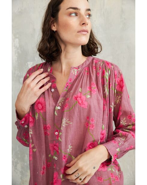 Meera-2 Roses Garden lila Baumwollhemd