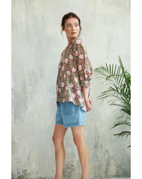 Shany-2 Sommer-Batik-Batik-Bohemd aus Baumwolle