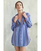 Blaues gestreiftes Baumwollhemd Sunita