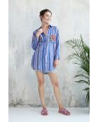 Blaues gestreiftes Baumwollhemd Sunita