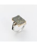 Joy Labradoriet ring van zilver en messing