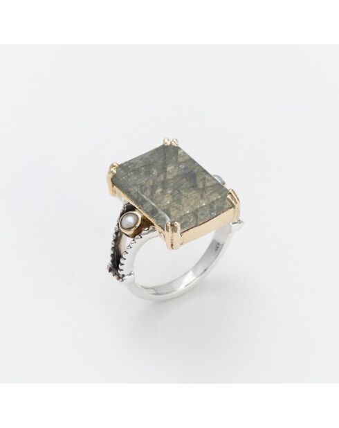 Joy Labradoriet ring van zilver en messing