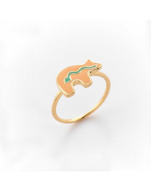 Ring aus goldfarbenem Messing mit Lachsbär