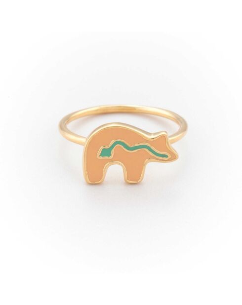 Ring aus goldfarbenem Messing mit Lachsbär