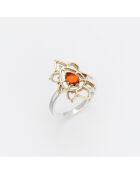 Hanie Ring aus Silber und Messing, orange getöntes Glas