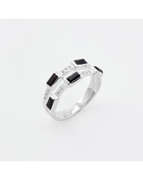 Silberring Liana, schwarzer Onyx und Zirkonoxid