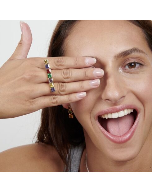 Filipa Zircons veelkleurige ring van zilver en messing