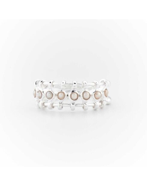 Bague en argent Elo perles blanches