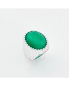 Zilveren ring van Prisca met groene onyx