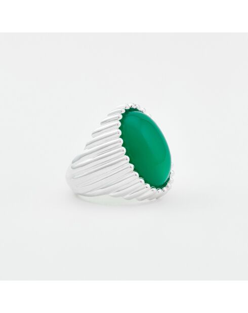 Zilveren ring van Prisca met groene onyx