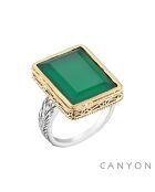 Ring in zilver en messing, groene onyx