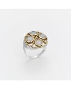 Anello Joyce in argento e ottone con pietra di luna bianca