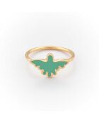 Gouden koperen ring met groene adelaar