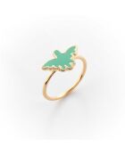 Gouden koperen ring met groene adelaar