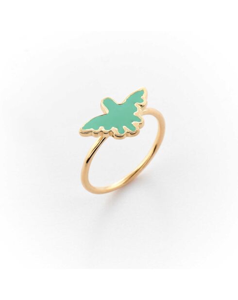 Gouden koperen ring met groene adelaar