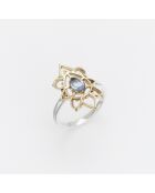 Hanie ring van zilver en messing, Tanzaniet glas in lood