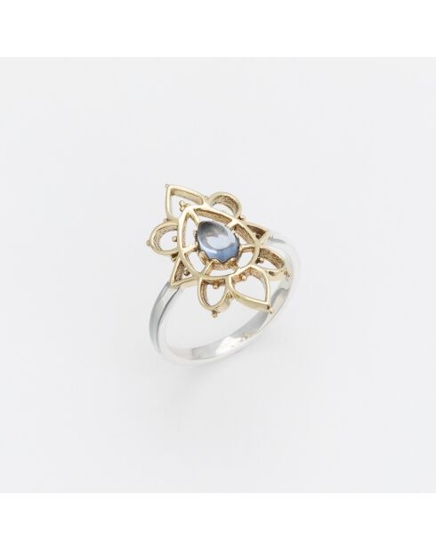 Hanie ring van zilver en messing, Tanzaniet glas in lood