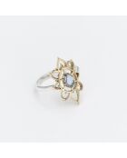 Hanie ring van zilver en messing, Tanzaniet glas in lood