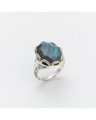 Namaste Labradoriet ring van zilver en messing