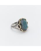 Namaste Labradoriet ring van zilver en messing