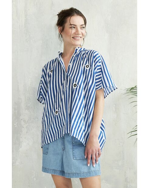 Leela Top-2 blaues Baumwolltop