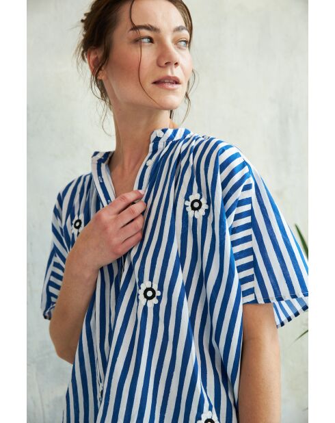 Leela Top-2 blaues Baumwolltop