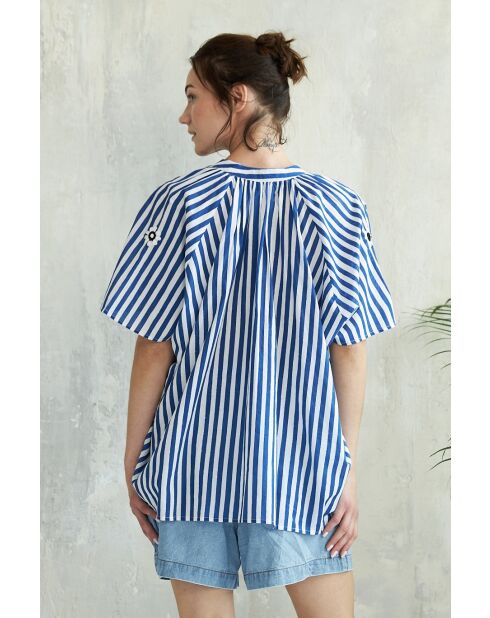 Leela Top-2 blaues Baumwolltop