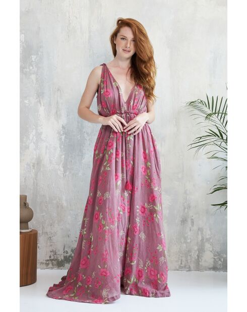 Aiyana-2 roses garden paarse katoenen jurk