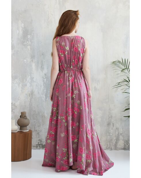 Aiyana-2 roses garden paarse katoenen jurk