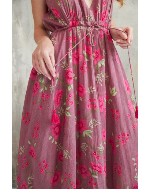 Aiyana-2 roses garden paarse katoenen jurk