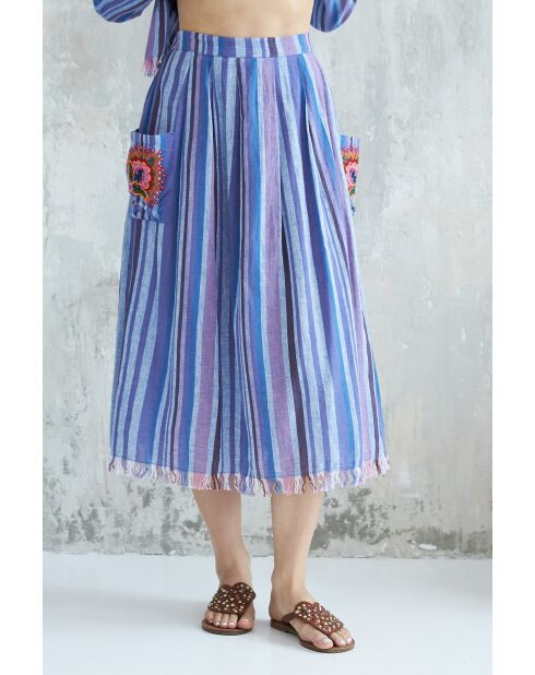 Steela rok van katoen met blauwe strepen