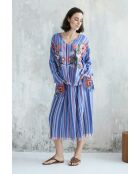 Steela blauer gestreifter Baumwollrock