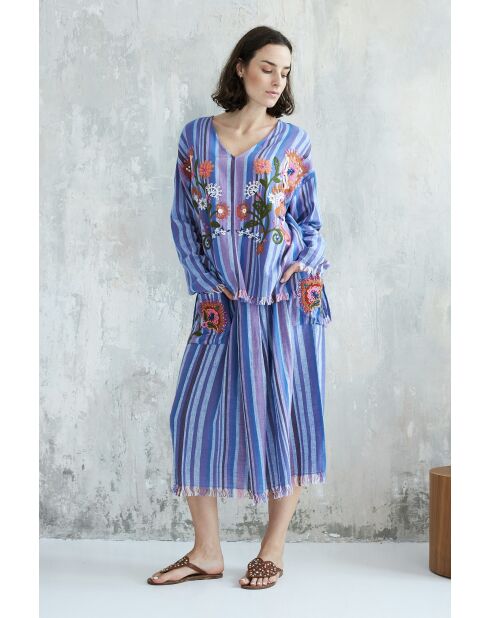 Steela rok van katoen met blauwe strepen