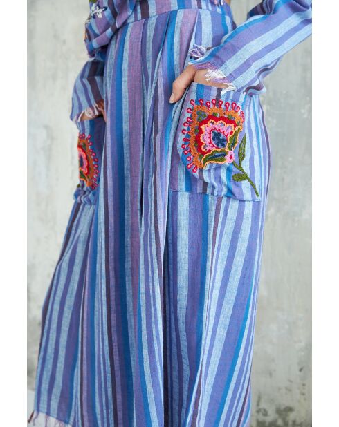 Steela rok van katoen met blauwe strepen