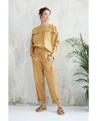 Beige katoenen broek Bari-2