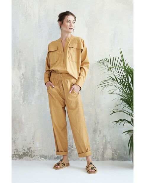 Beige katoenen broek Bari-2