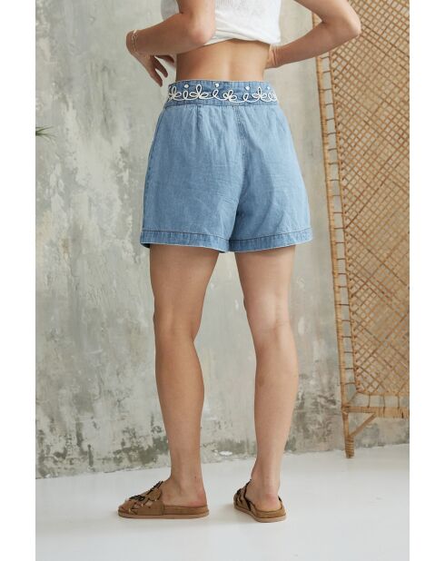 Shorts Ariel in cotone blu denim