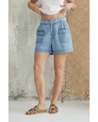 Shorts Ariel in cotone blu denim