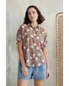 Donie-2 Sommer-Batikgrünes Baumwollhemd