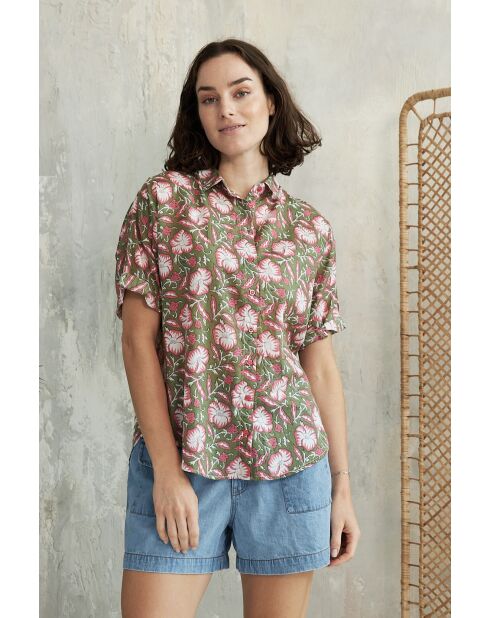 Donie-2 Sommer-Batikgrünes Baumwollhemd