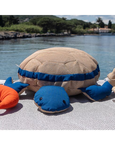 Cuscino tartaruga beige e blu Raphia CS7 - 80x50x15cm