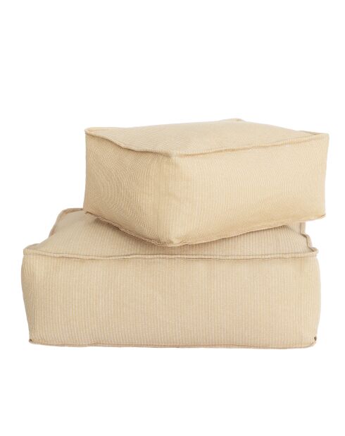 CRS2 beiges Raffia-Bodenkissen - 85x65x30