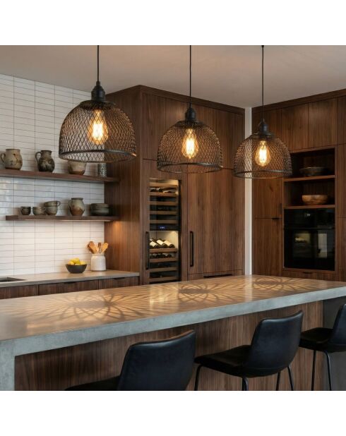 Berk-16400-7-A schwarzer Kronleuchter -H.30 bis 109 cm