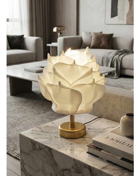 MAG0001 antieke goud-witte tafellamp -H.35 cm