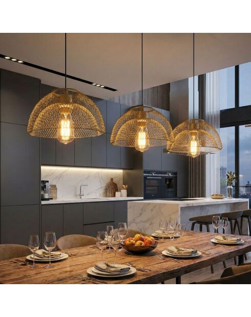 Berk-16400-8 goldener Kronleuchter - H.22 bis 102 cm