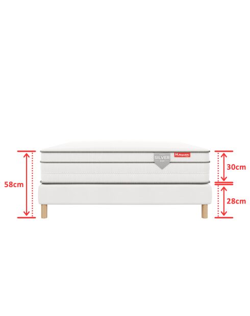 Pack Matelas HSILVER 30cm + sommier blanc - 180x200cm