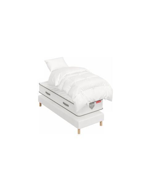 Pack Matelas HSILVER 25cm 80x200cm + 1 sommier 80x200cm + 1 oreillers 60x40cm + 1 duvet 140x200cm blanc