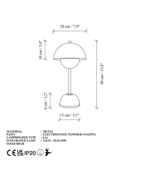 Eylul-15681-F Tischlampe marineblau-20 x 20 x 40 cm