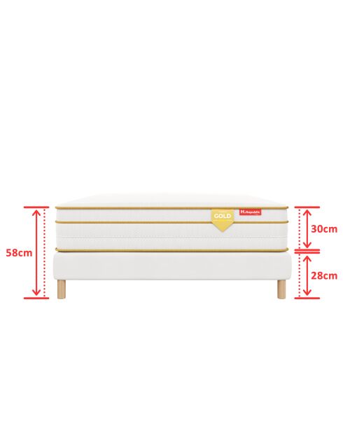 Pack Matelas HGOLD 30cm + sommier blanc - 140x200cm